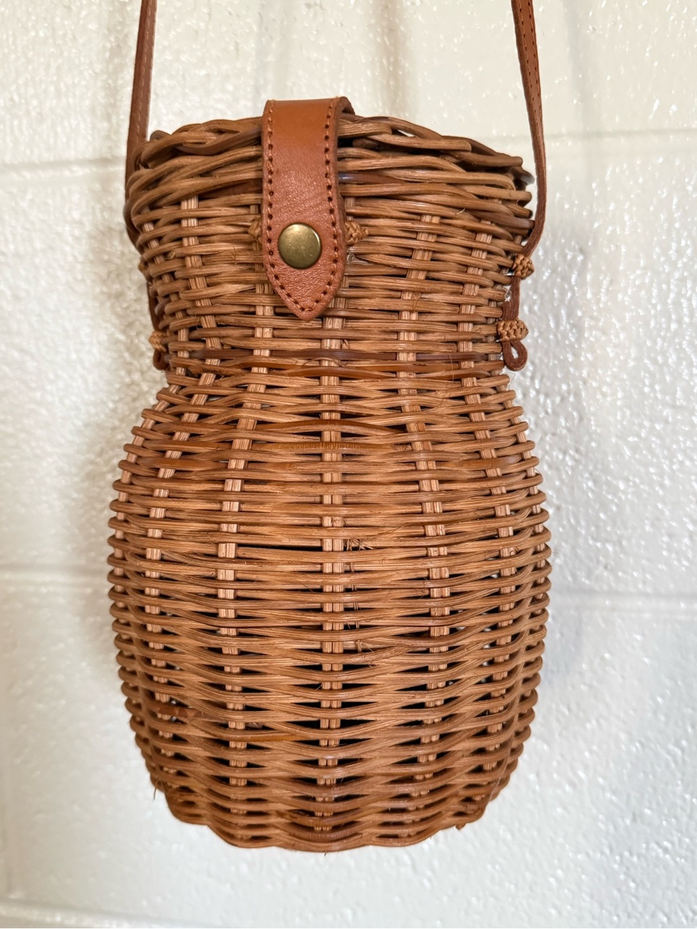 Honeypot Wicker Crossbody Bag Basket Leather Strap - Picture 4 of 9